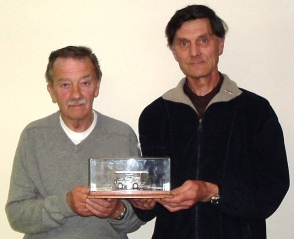 Derek Boxall and John Bennett receiving the John Parker Trophy